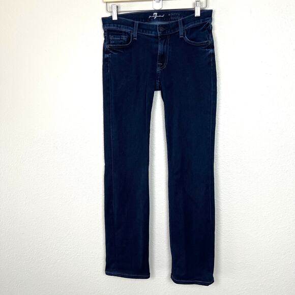 7 For All Mankind Women's Sz 28 The Skinny Bootcut Jeans Dark Wash Stretch Denim - Picture 1 of 11